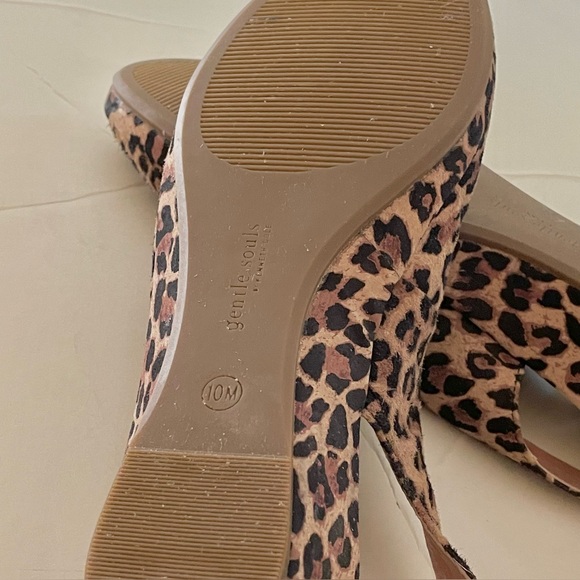 Gentle Souls Leopard Print Demi-Wedge Slingback Shoes Like New - Picture 6 of 6
